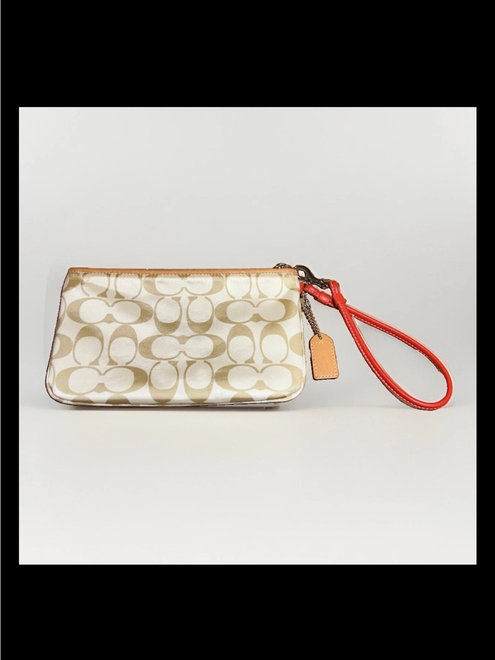Coach Mini Hamptons Tote,Clutch,Wristlet Set-Khaki Nylon, Vermilion Leather 2005 - Picture 10 of 14